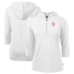 San Diego Padres Cutter & Buck Women's City Connect Virtue Eco Pique Recycled Half-Zip Pullover Hoodie - MLB