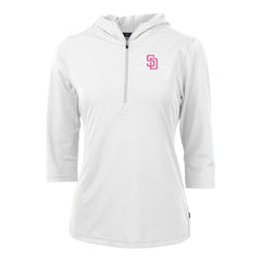 San Diego Padres Cutter & Buck Women's City Connect Virtue Eco Pique Recycled Half-Zip Pullover Hoodie - MLB