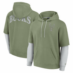 Milwaukee Bucks Elements Sleek Pullover Hoodie Olive - NBA