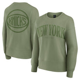 New York Knicks Women's Elements Flow Pullover Sweatshirt Olive - NBA