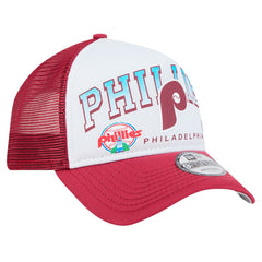 Philadelphia Phillies New Era Retro Wordmark 9FORTY A-Frame Trucker Adjustable Hat - MLB