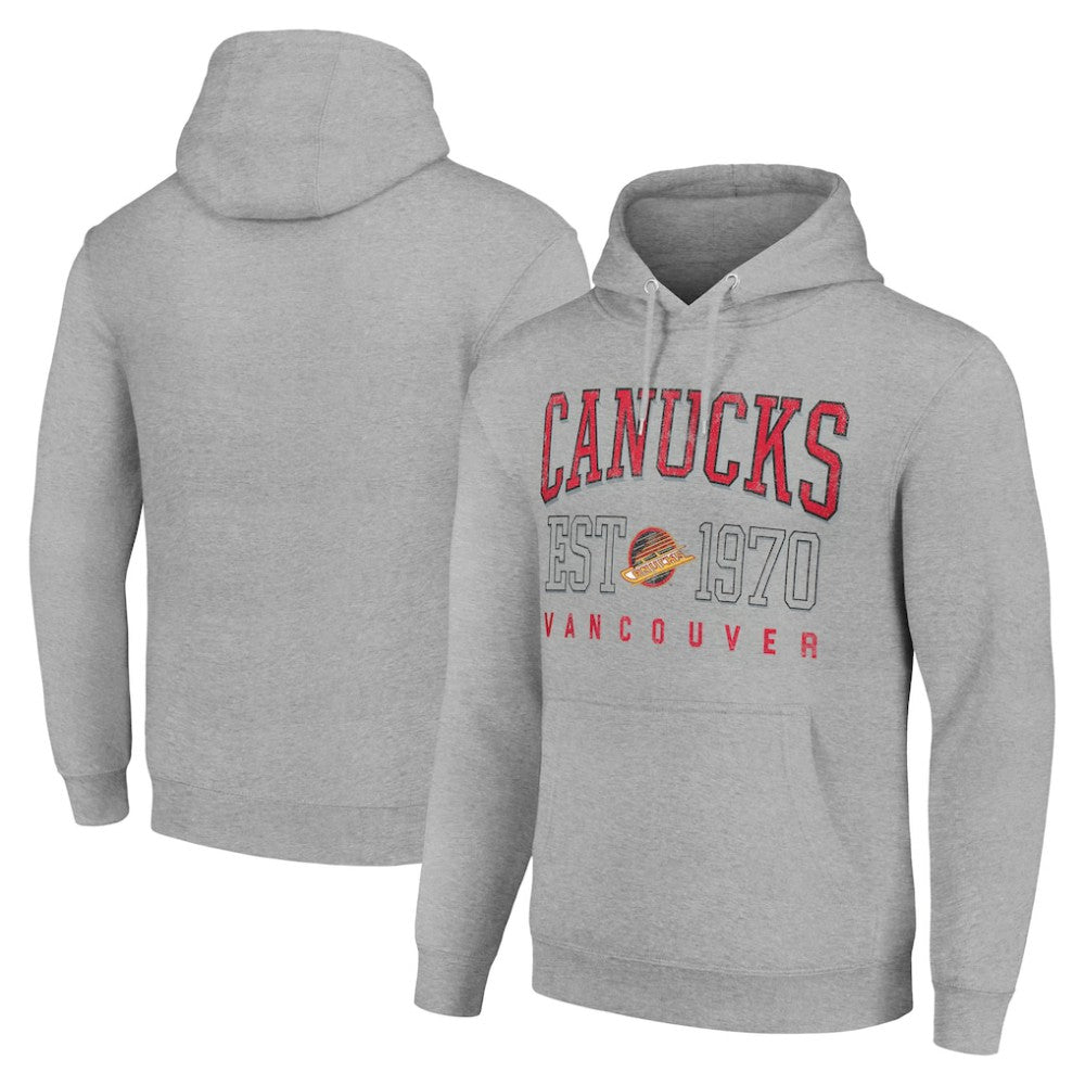 Vancouver Canucks Starter Retro Graphic Pullover Hoodie - Heather Gray - NHL