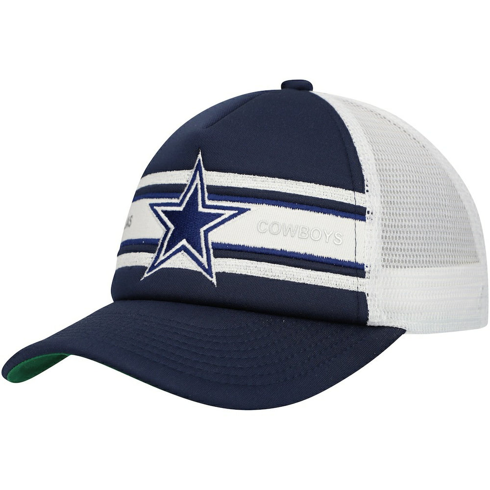 Dallas Cowboys Youth Stripe Trucker Adjustable Hat Navy | Mitchell & Ness