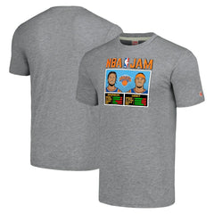 Jalen Brunson & Josh Hart New York Knicks Homage Unisex NBA Jam Tri-Blend T-Shirt Gray - NBA