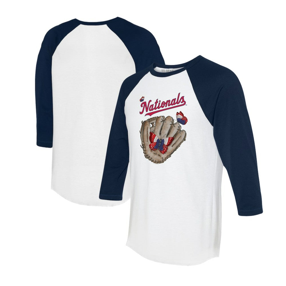 Washington Nationals Tiny Turnip Unisex Butterfly Glove 3/4-Sleeve Raglan T-Shirt - MLB