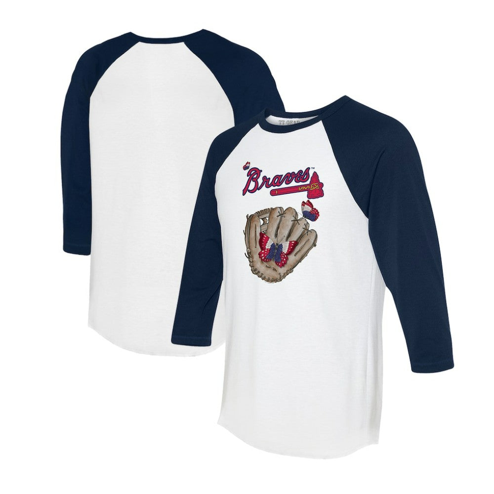 Atlanta Braves Tiny Turnip Unisex Butterfly Glove 3/4-Sleeve Raglan T-Shirt - MLB