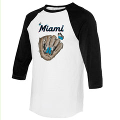 Miami Marlins Tiny Turnip Unisex Butterfly Glove 3/4-Sleeve Raglan T-Shirt - MLB