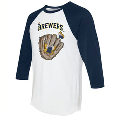 Milwaukee Brewers Tiny Turnip Unisex Butterfly Glove 3/4-Sleeve Raglan T-Shirt - MLB