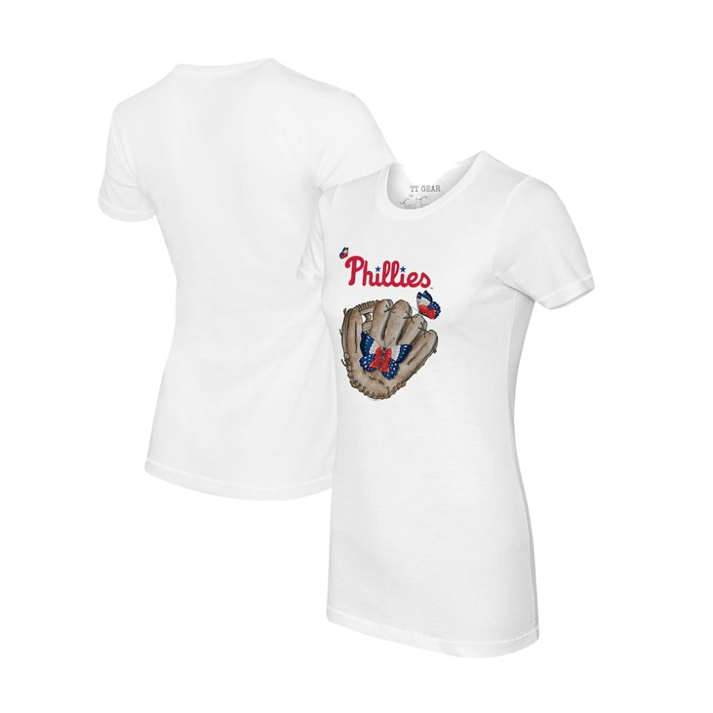 Philadelphia Phillies Tiny Turnip Women's Butterfly Glove T-Shirt - MLB