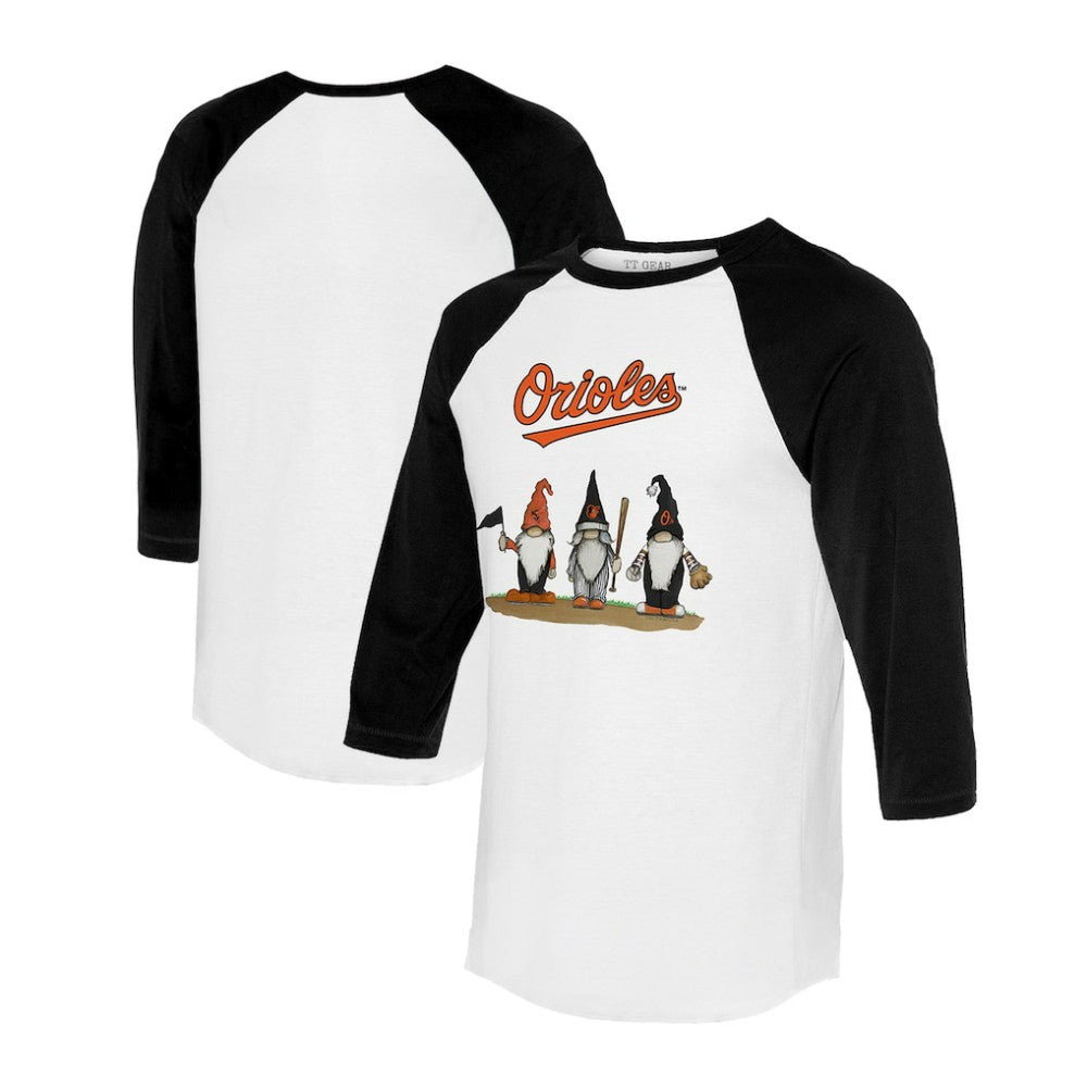 Baltimore Orioles Tiny Turnip Unisex Gnomes 3/4-Sleeve Raglan T-Shirt - MLB