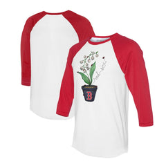 Boston Red Sox Tiny Turnip Unisex Lilies & Ladybugs 3/4-Sleeve Raglan T-Shirt - MLB