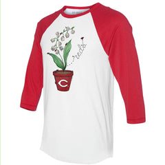 Cincinnati Reds Tiny Turnip Unisex Lilies & Ladybugs 3/4-Sleeve Raglan T-Shirt - MLB