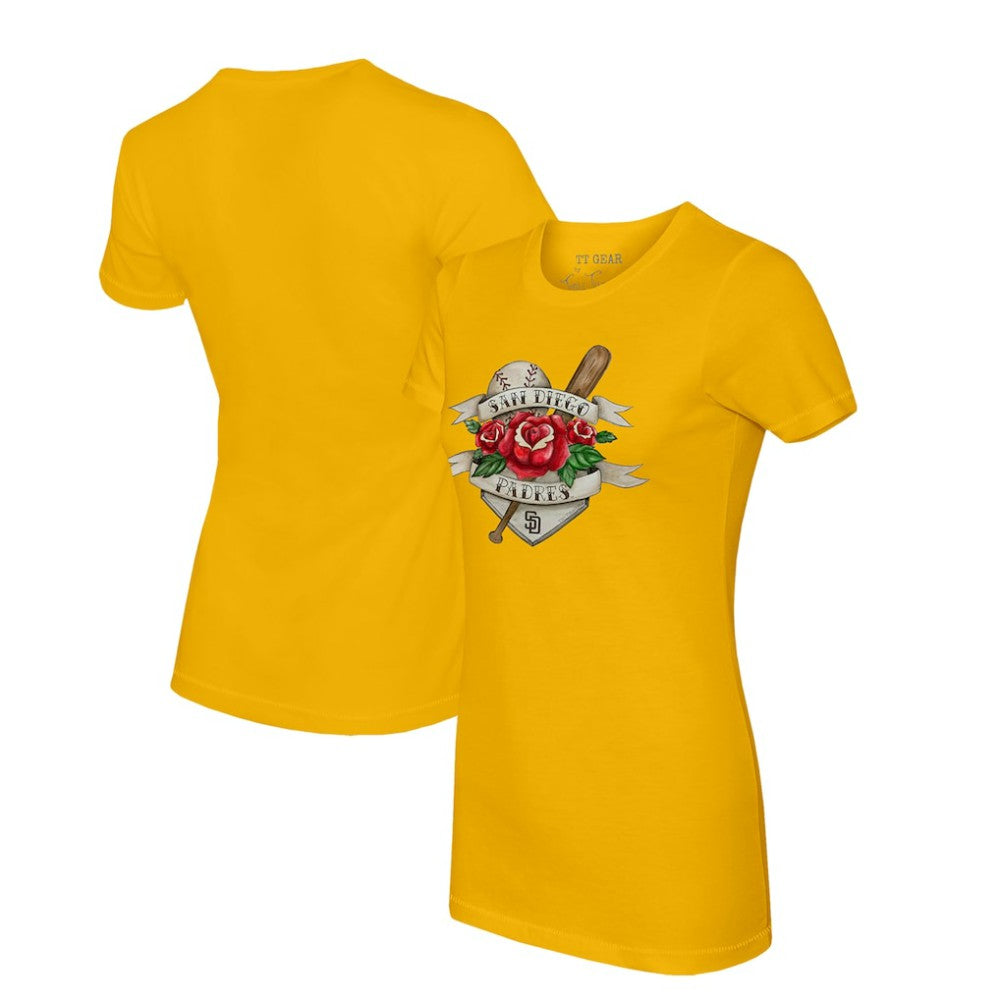 San Diego Padres Tiny Turnip Women's Tattoo Rose T-Shirt - MLB