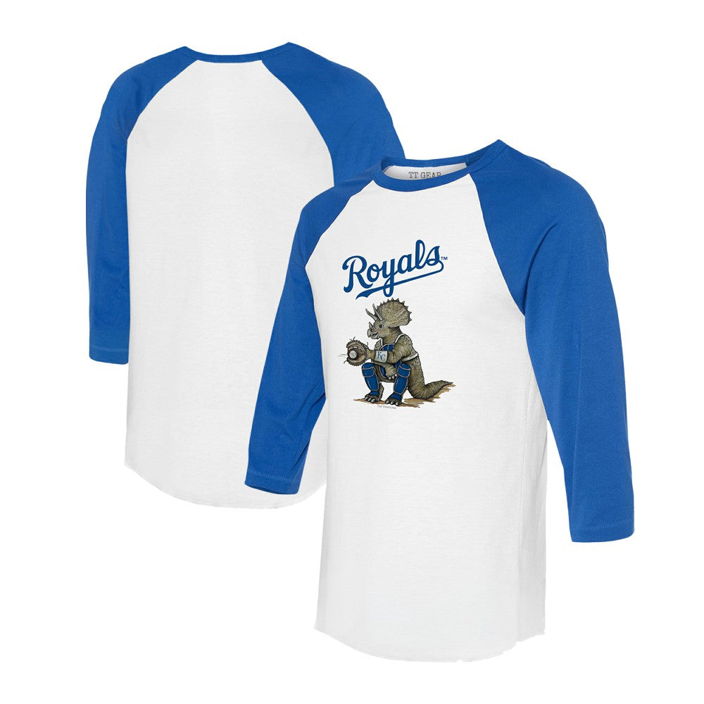 Kansas City Royals Tiny Turnip Unisex Triceratops 3/4-Sleeve Raglan T-Shirt - MLB