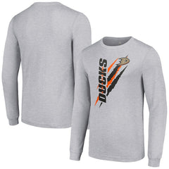 Anaheim Ducks Starter Color Scratch Long-Sleeve T-Shirt - Heather Gray - NHL