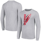 Detroit Red Wings Starter Color Scratch Long-Sleeve T-Shirt - Heather Gray - NHL