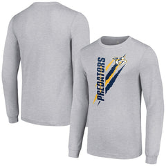 Nashville Predators Starter Color Scratch Long-Sleeve T-Shirt - Heather Gray - NHL