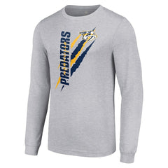 Nashville Predators Starter Color Scratch Long-Sleeve T-Shirt - Heather Gray - NHL