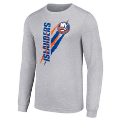 New York Islanders Starter Color Scratch Long-Sleeve T-Shirt - Heather Gray - NHL