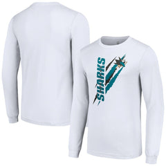 San Jose Sharks Starter Color Scratch Long-Sleeve T-Shirt - White - NHL