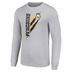 Pittsburgh Penguins Starter Color Scratch Long-Sleeve T-Shirt - Heather Gray - NHL