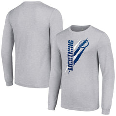 Tampa Bay Lightning Starter Color Scratch Long-Sleeve T-Shirt - Heather Gray - NHL
