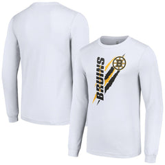 Boston Bruins Starter Color Scratch Long-Sleeve T-Shirt - White - NHL