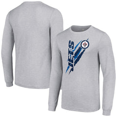 Winnipeg Jets Starter Color Scratch Long-Sleeve T-Shirt - Heather Gray - NHL