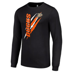 Anaheim Ducks Starter Color Scratch Long-Sleeve T-Shirt - Black - NHL