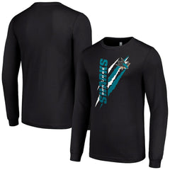 San Jose Sharks Starter Color Scratch Long-Sleeve T-Shirt - Black - NHL