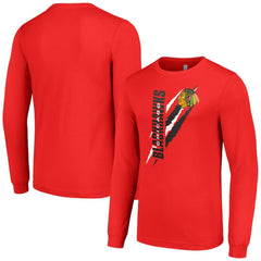 Chicago Blackhawks Starter Color Scratch Long-Sleeve T-Shirt - Red - NHL