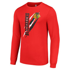 Chicago Blackhawks Starter Color Scratch Long-Sleeve T-Shirt - Red - NHL