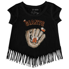 San Francisco Giants Tiny Turnip Girls Youth Butterfly Glove Fringe T-Shirt - MLB