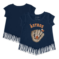 Houston Astros Tiny Turnip Girls Youth Butterfly Glove Fringe T-Shirt - MLB