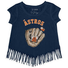 Houston Astros Tiny Turnip Girls Youth Butterfly Glove Fringe T-Shirt - MLB