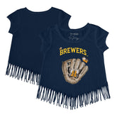 Milwaukee Brewers Tiny Turnip Girls Youth Butterfly Glove Fringe T-Shirt - MLB