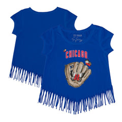 Chicago Cubs Tiny Turnip Girls Youth Butterfly Glove Fringe T-Shirt - MLB