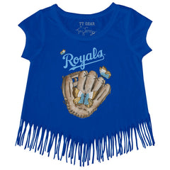 Kansas City Royals Tiny Turnip Girls Youth Butterfly Glove Fringe T-Shirt - MLB