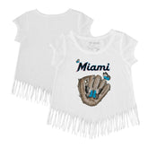 Miami Marlins Tiny Turnip Girls Youth Butterfly Glove Fringe T-Shirt - MLB