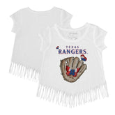 Texas Rangers Tiny Turnip Girls Youth Butterfly Glove Fringe T-Shirt - MLB