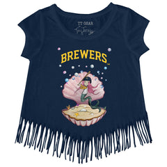 Milwaukee Brewers Tiny Turnip Girls Youth Mermaid Fringe T-Shirt - MLB