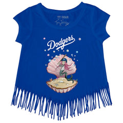 Los Angeles Dodgers Tiny Turnip Girls Youth Mermaid Fringe T-Shirt - MLB
