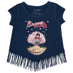 Atlanta Braves Tiny Turnip Girls Youth Mermaid Fringe T-Shirt - MLB