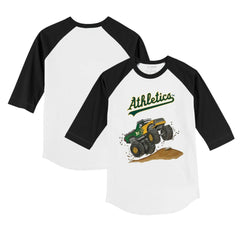 Athletics Tiny Turnip Youth Monster Truck 3/4-Sleeve Raglan T-Shirt - MLB