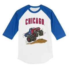 Chicago Cubs Tiny Turnip Youth Monster Truck 3/4-Sleeve Raglan T-Shirt - MLB