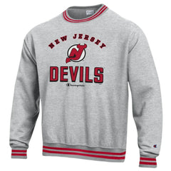 New Jersey Devils Champion Reverse Weave Yarn Dye Pullover Sweatshirt - Heather Gray - NHL