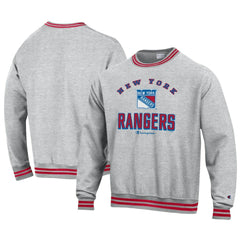 New York Rangers Champion Reverse Weave Yarn Dye Pullover Sweatshirt - Heather Gray - NHL