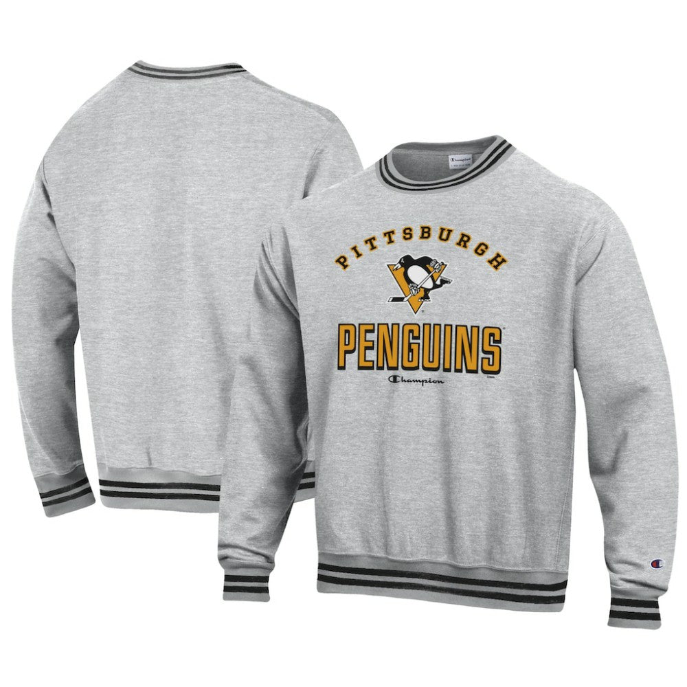 Pittsburgh Penguins Champion Reverse Weave Yarn Dye Pullover Sweatshirt - Heather Gray - NHL