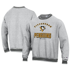 Pittsburgh Penguins Champion Reverse Weave Yarn Dye Pullover Sweatshirt - Heather Gray - NHL