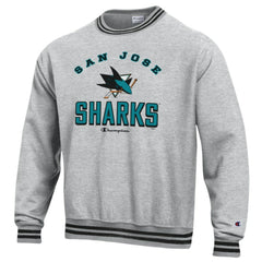 San Jose Sharks Champion Reverse Weave Yarn Dye Pullover Sweatshirt - Heather Gray - NHL
